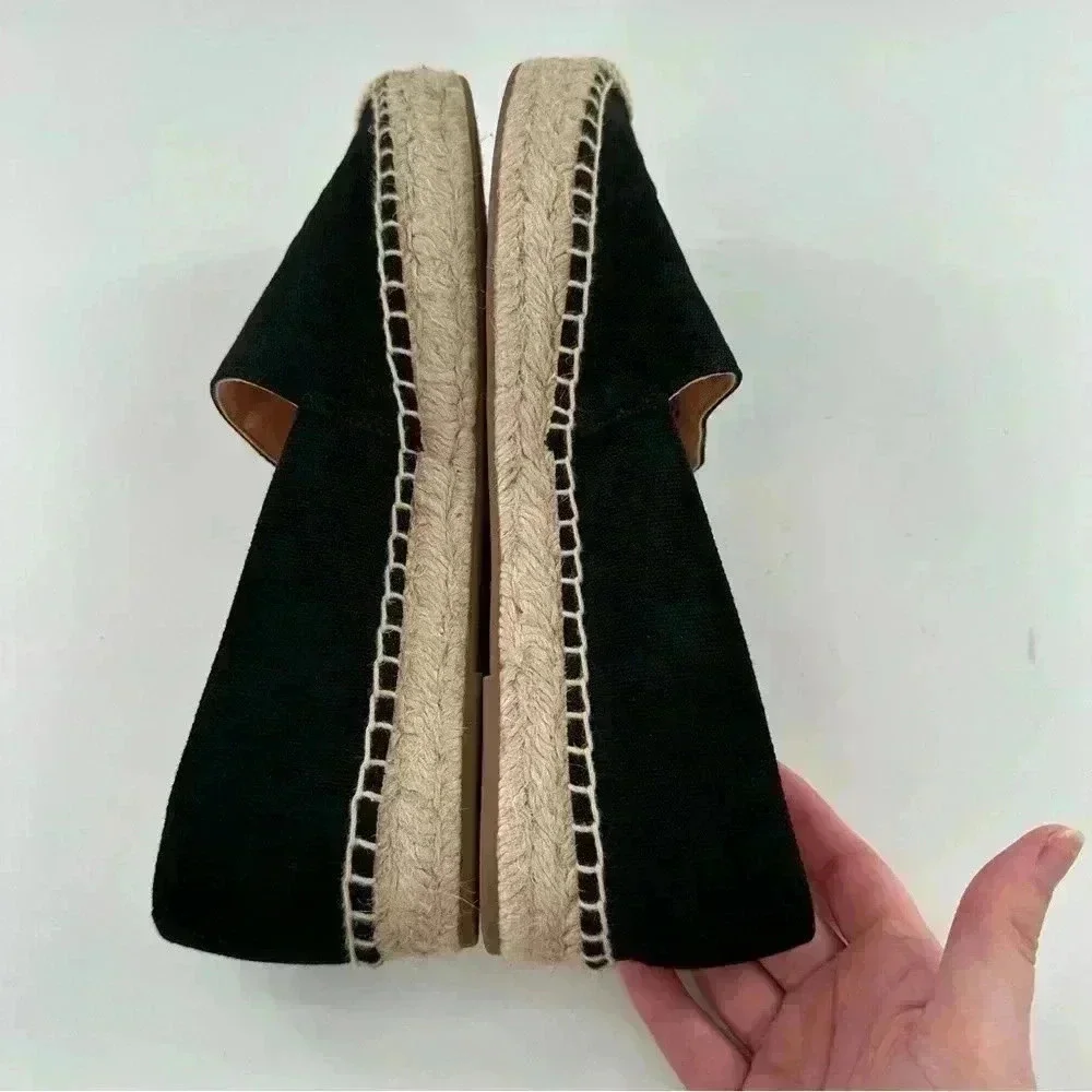 J crew womens flats size 9 black canvas Espadrilles resort wear coastal granny